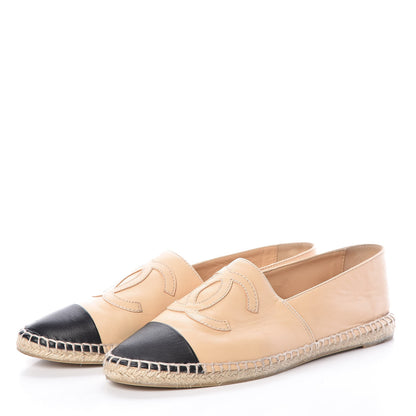 Chanel Lambskin CC Espadrilles 39 Beige Black 3 of 12