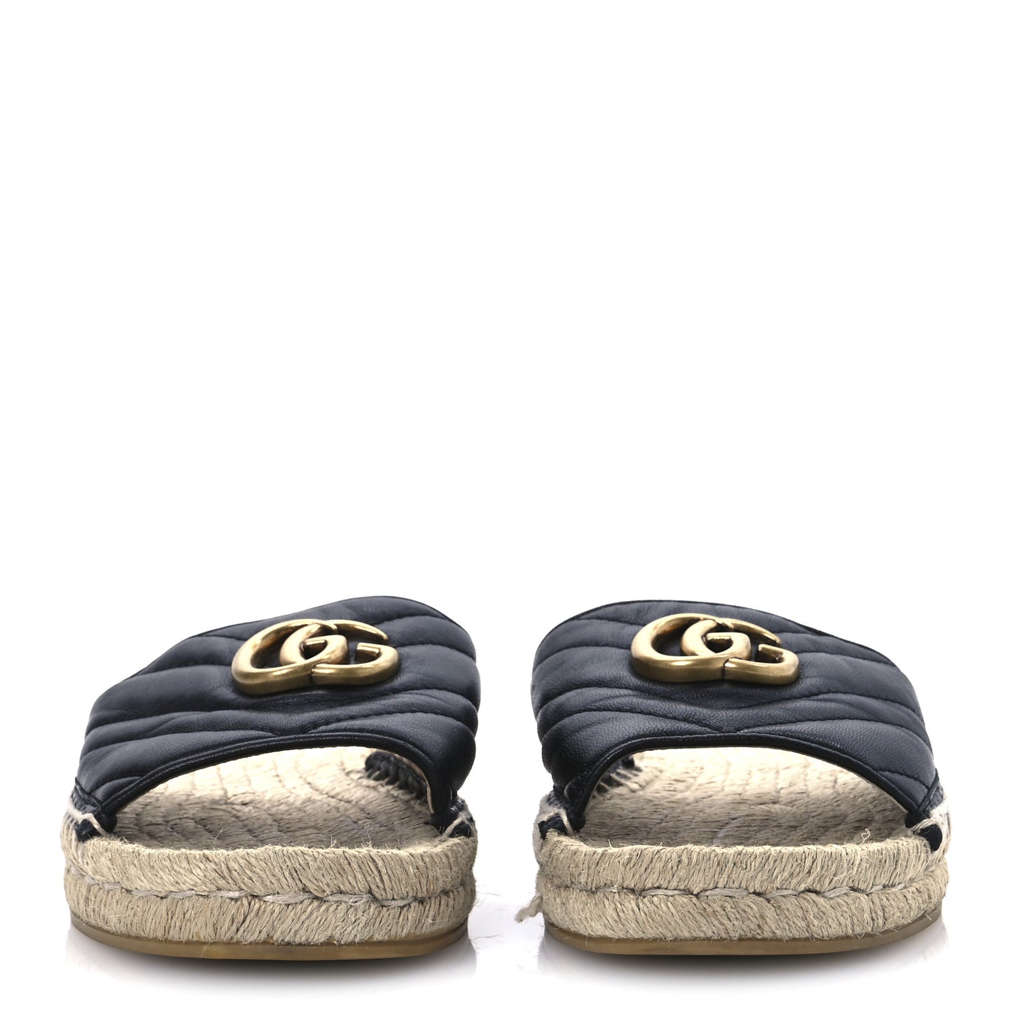 Nappa Matelasse GG Marmont Espadrille Slide Sandals 38 Black