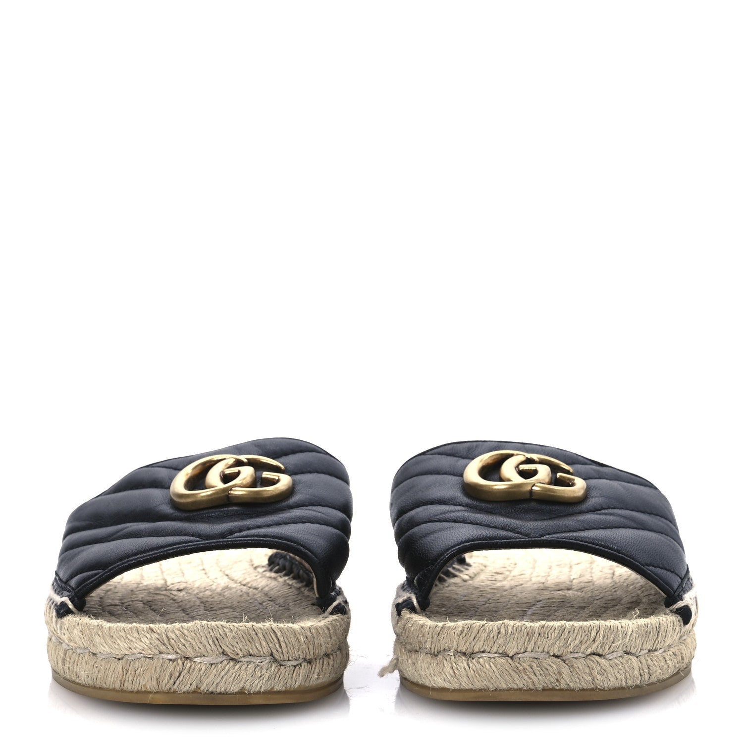 Gucci Nappa Matelasse GG Marmont Espadrille Slide Sandals 38 Black 3 of 14