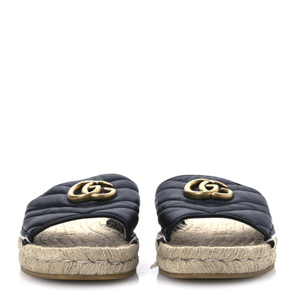 Gucci Nappa Matelasse GG Marmont Espadrille Slide Sandals 38 Black 3 of 14