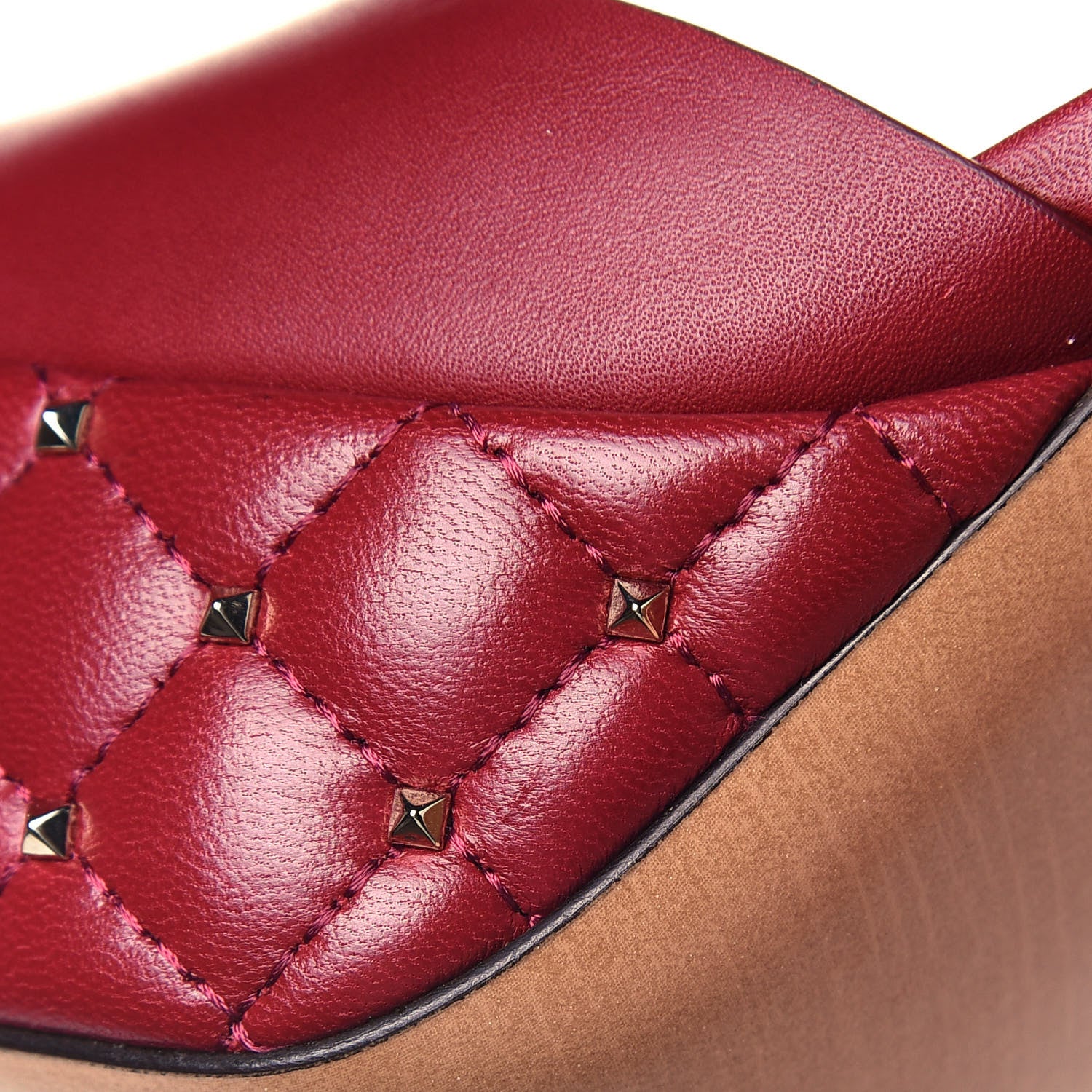 Valentino Garavani Nappa Quilted Rockstud Spike Platform Sandals 36 Rubino 10 of 12