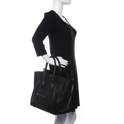 Celine Drummed Calfskin Mini Luggage Black 2 of 9