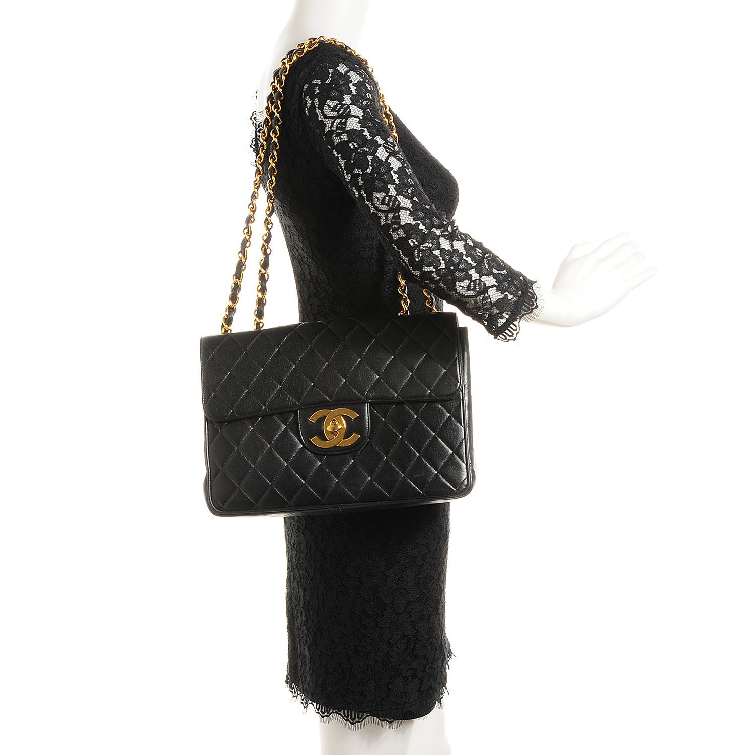 Chanel Lambskin Quilted Jumbo Flap Black 2 of 10