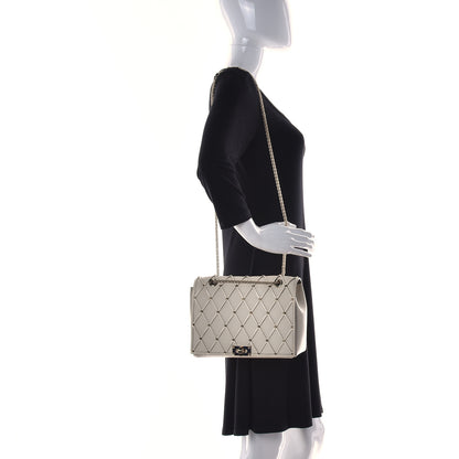 Valentino Garavani Smooth Calfskin Quilted Beehive Shoulder Bag Light Ivory 2 of 14