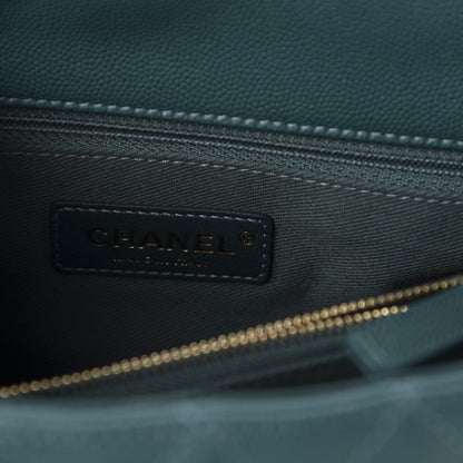 Chanel Caviar Quilted Small Coco Handle Flap Dark Turquoise 8 of 10