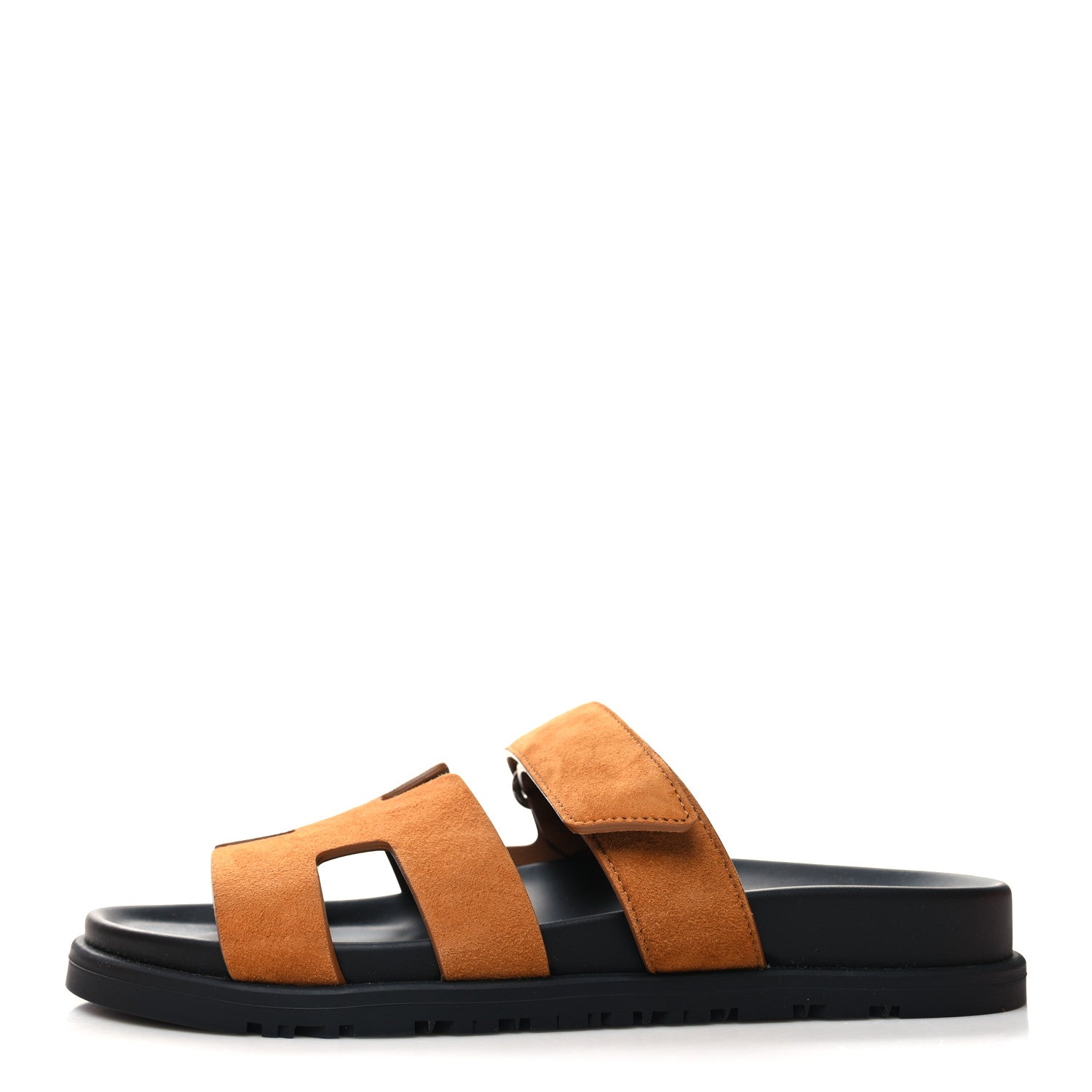 Hermes Suede Goatskin Womens Chypre Sandals 37 Naturel 1 of 8