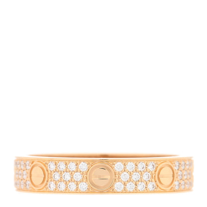 Cartier 18K Yellow Gold Diamond 4mm LOVE Wedding Paved Band Ring 53 6.5 3 of 4