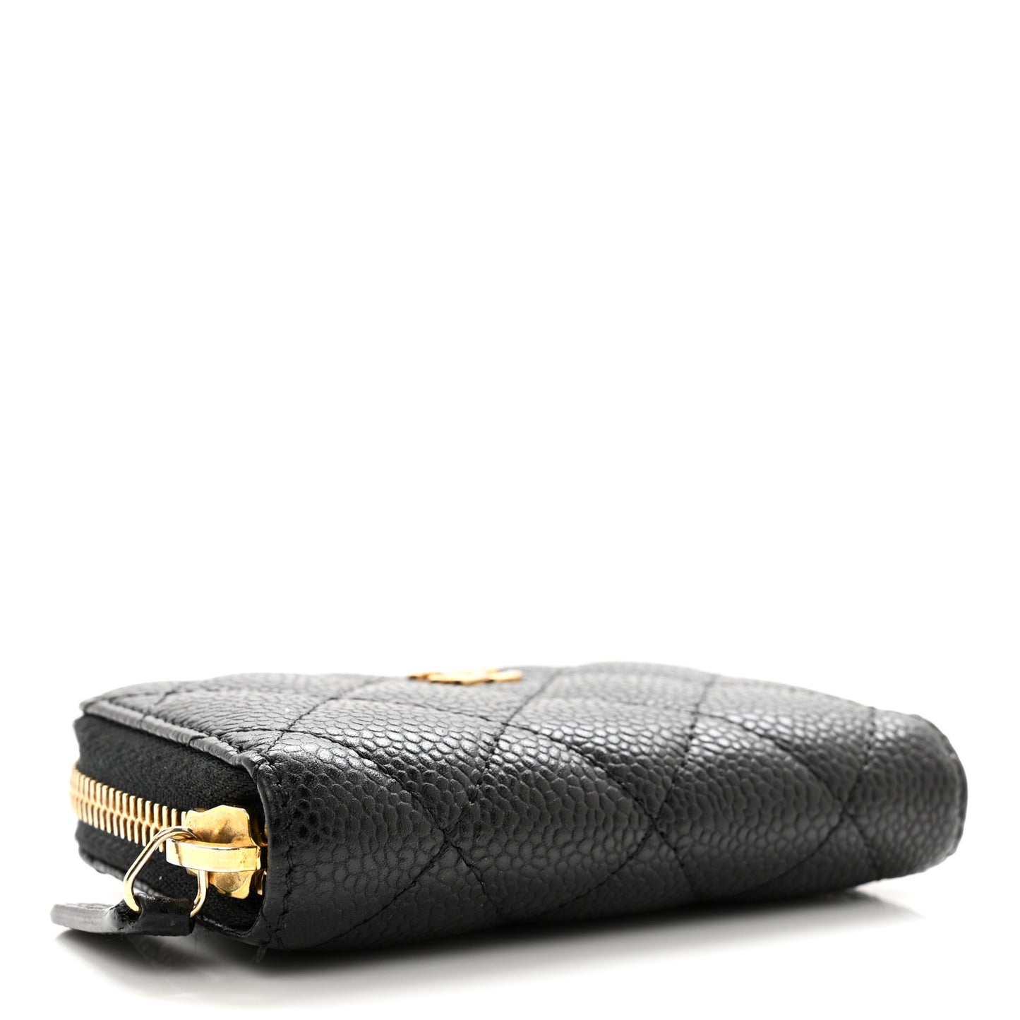 Caviar Quilted Zip Coin Purse Black