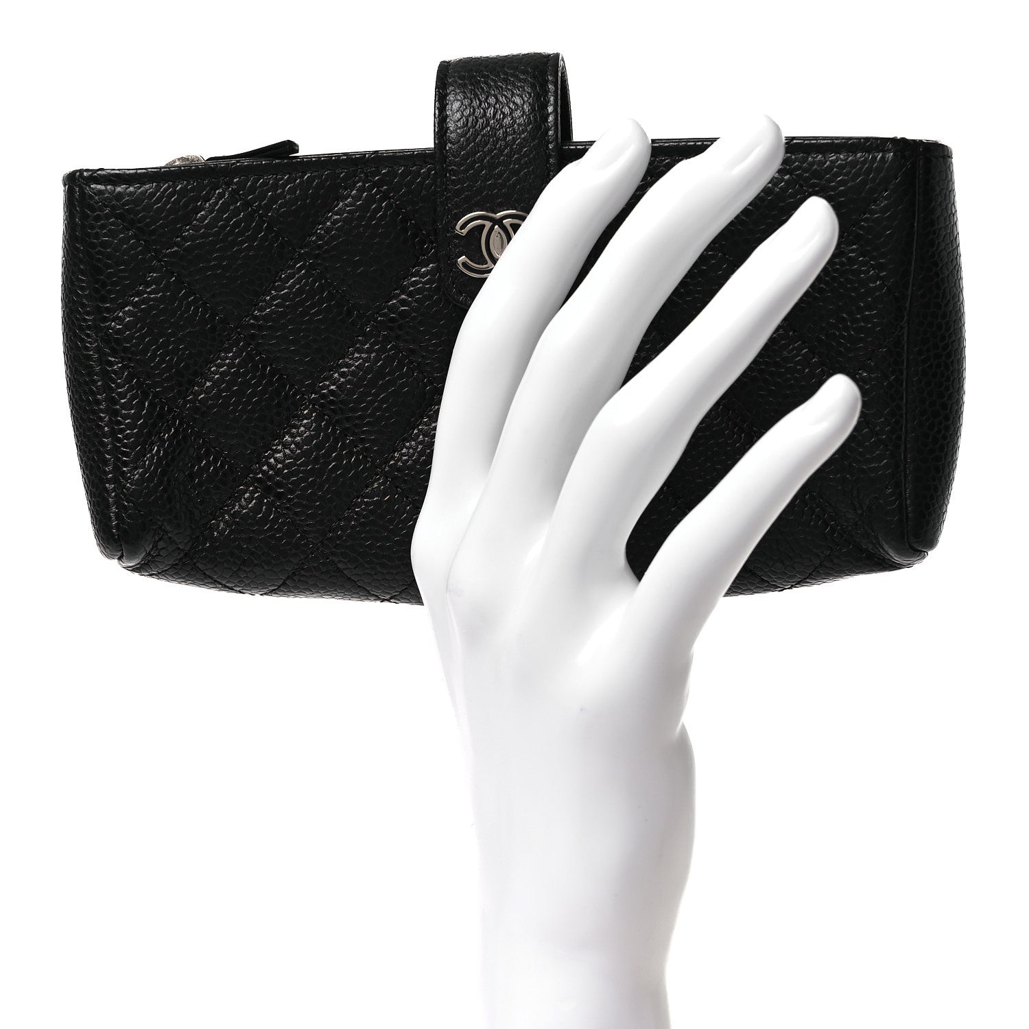 Chanel Caviar Quilted Phone Holder Clutch Black 2 of 11