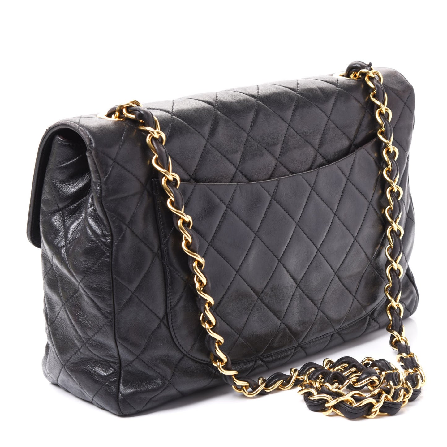 Lambskin Quilted Jumbo Single Flap Black