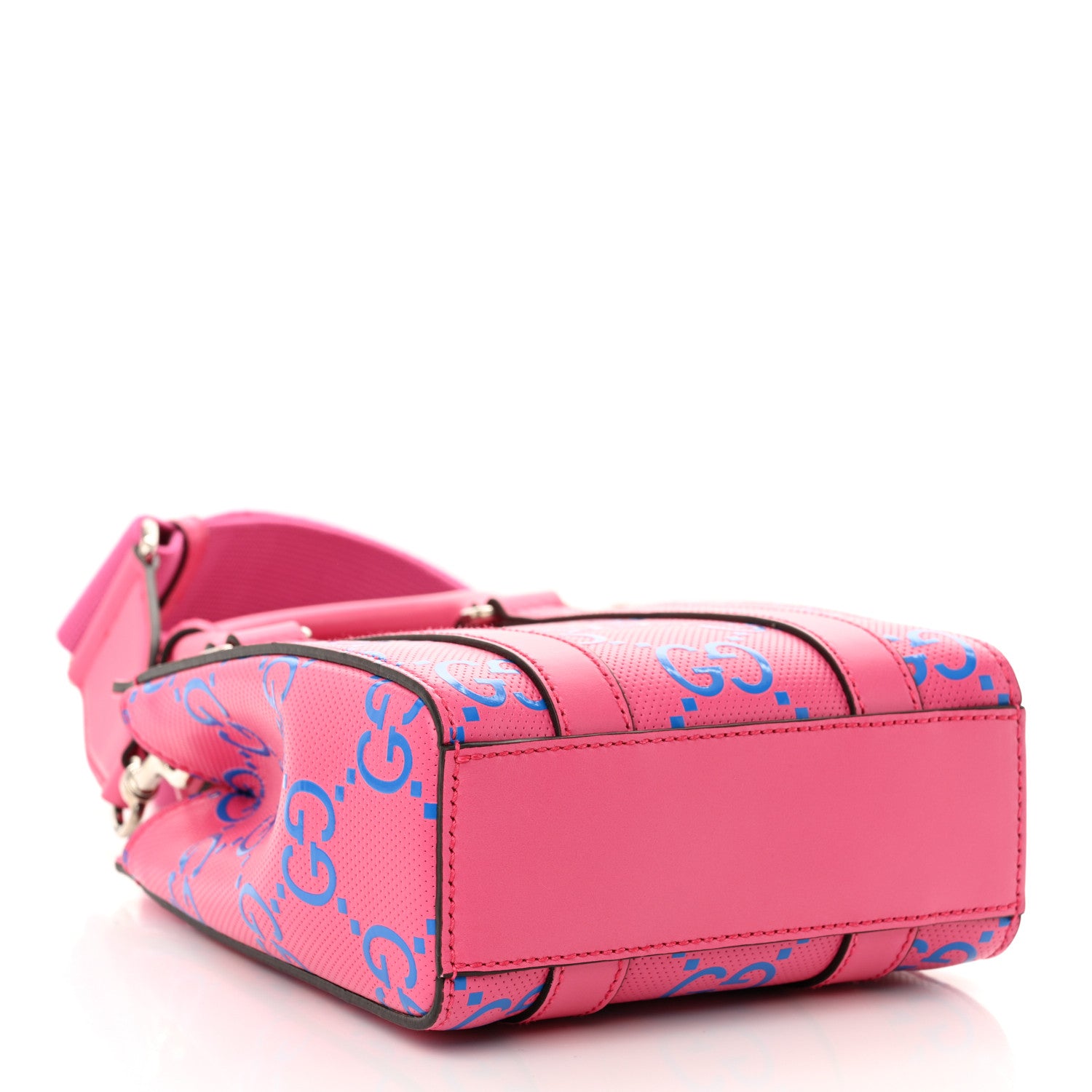 Gucci Calfskin GG Tennis Embossed Mini Tote Bag Modern Fuchsia Modern Blue 4 of 11