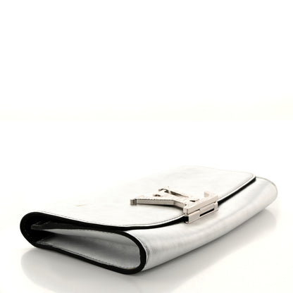 Louis Vuitton Metallic Calfskin Louise EW Lock Clutch Silver 4 of 9
