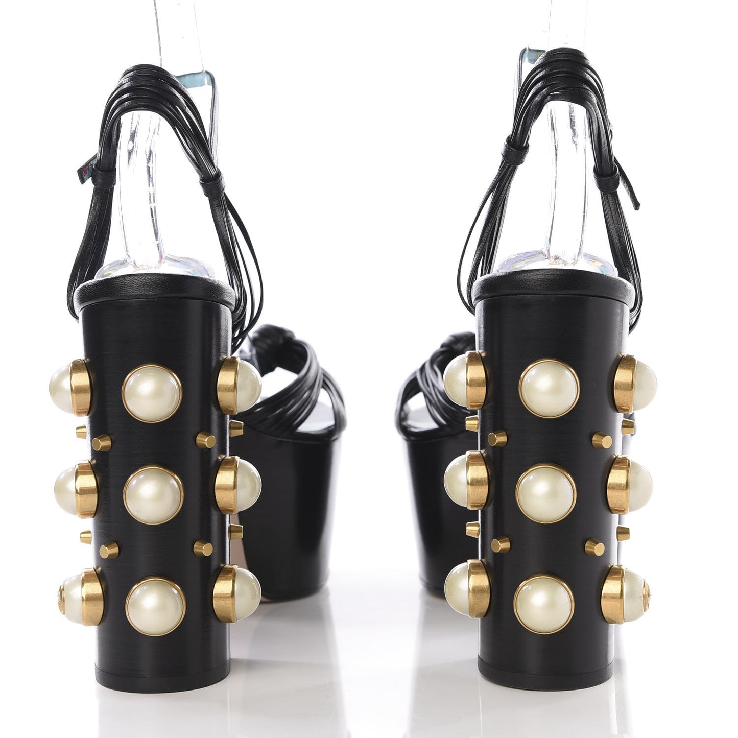 Malaga Kid Pearl Knot Platform Sandals 39 Black