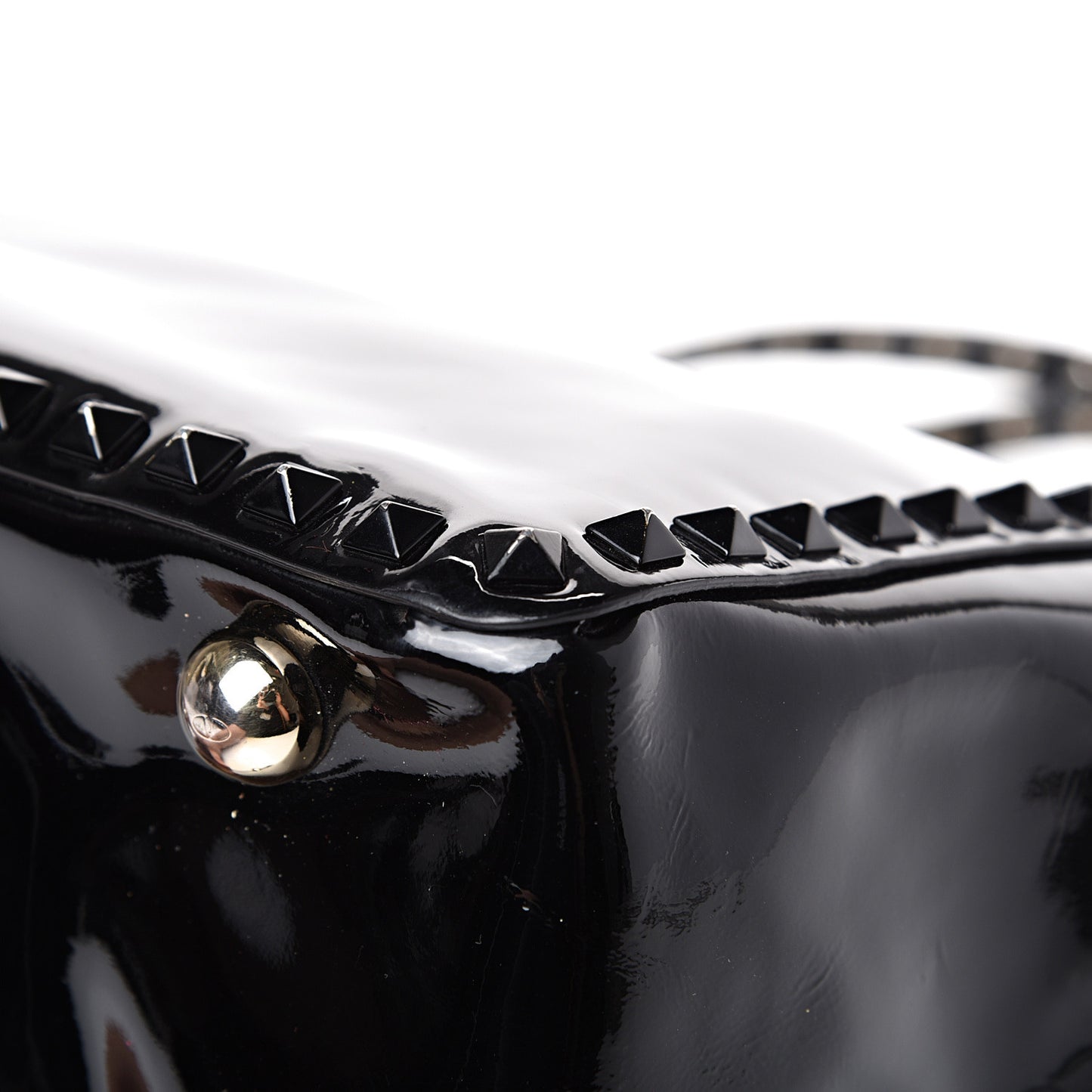 Patent Medium Rockstud Tote Black