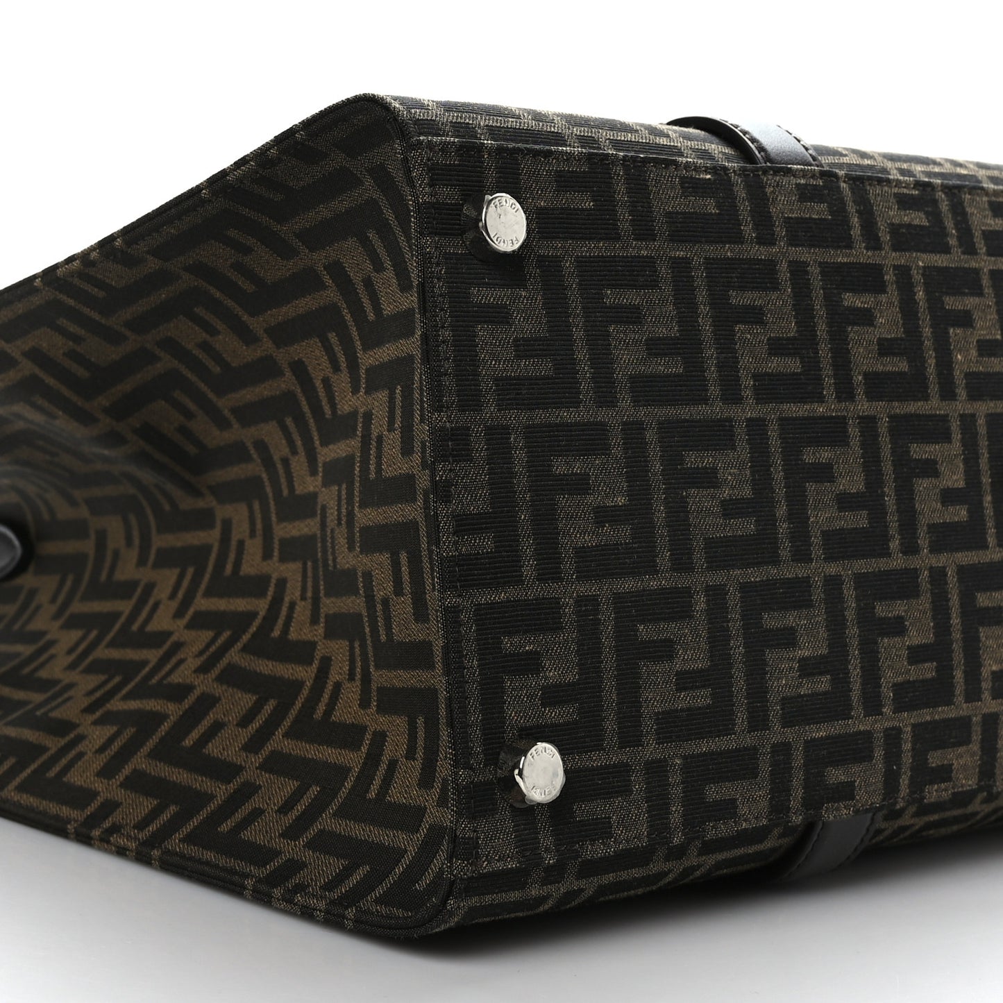 Recycled Fabric Jacquard Vitello Astro FF 1974 Shopping Tote Tobacco Moro Ebano
