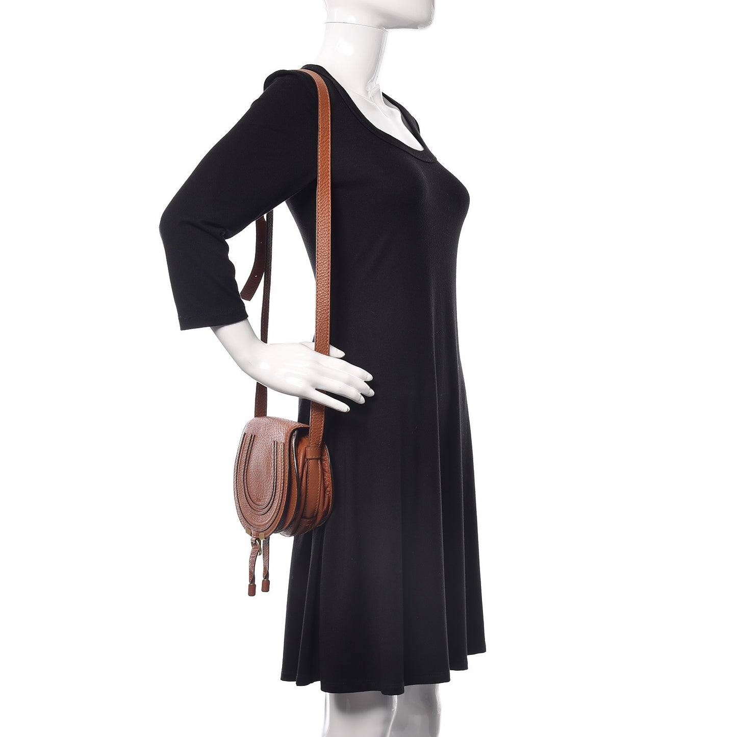 Calfskin Mini Marcie Round Crossbody Bag Tan