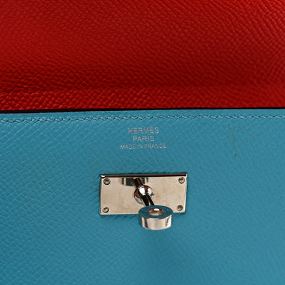 Hermes Epsom Verso Medium Kelly Wallet Bleu Du Nord Rouge De Coeur 7 of 8