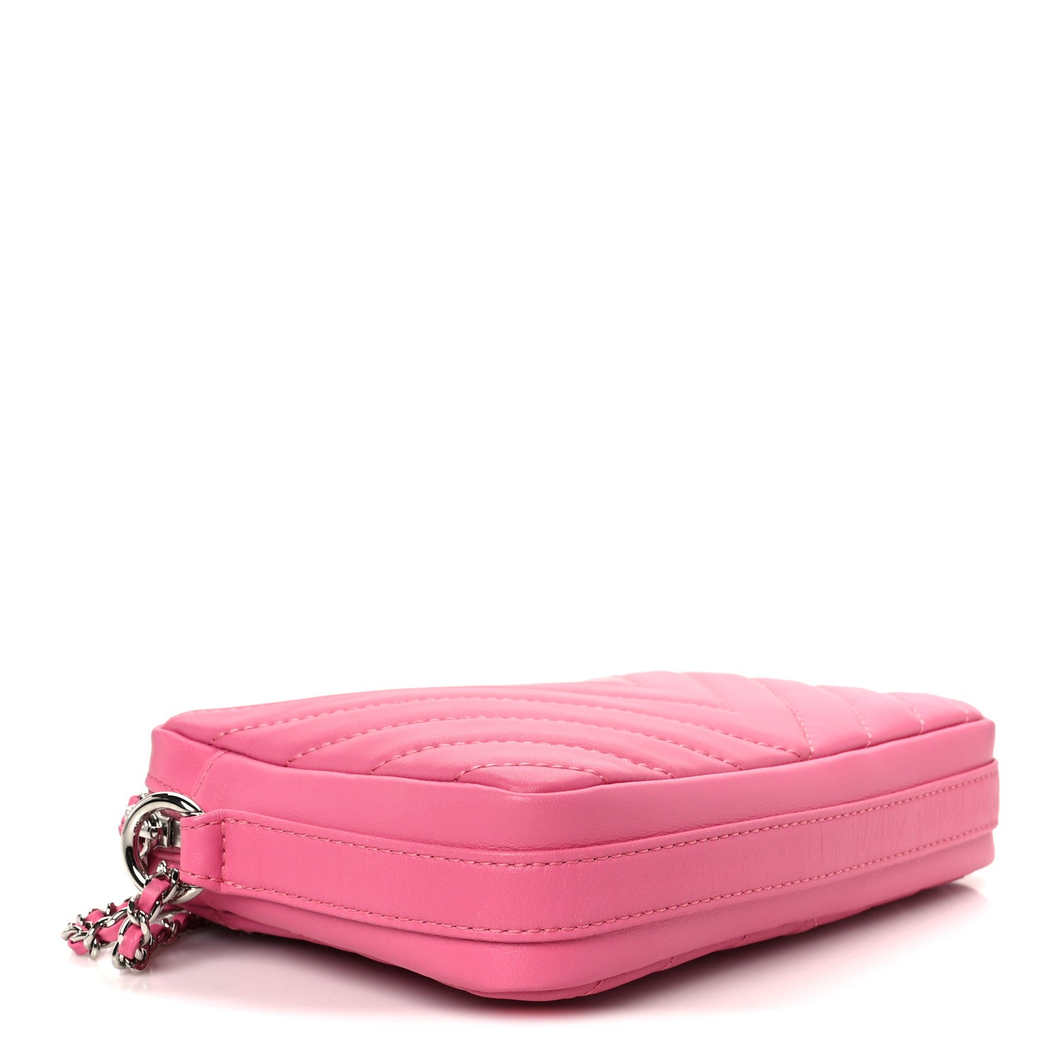 Chanel Lambskin Chevron Quilted Small Promenade Camera Case Pink 4 of 11