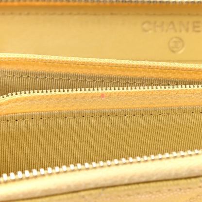 Chanel Iridescent Caviar Quilted Medium Zip Around Wallet Yellow 9 of 10