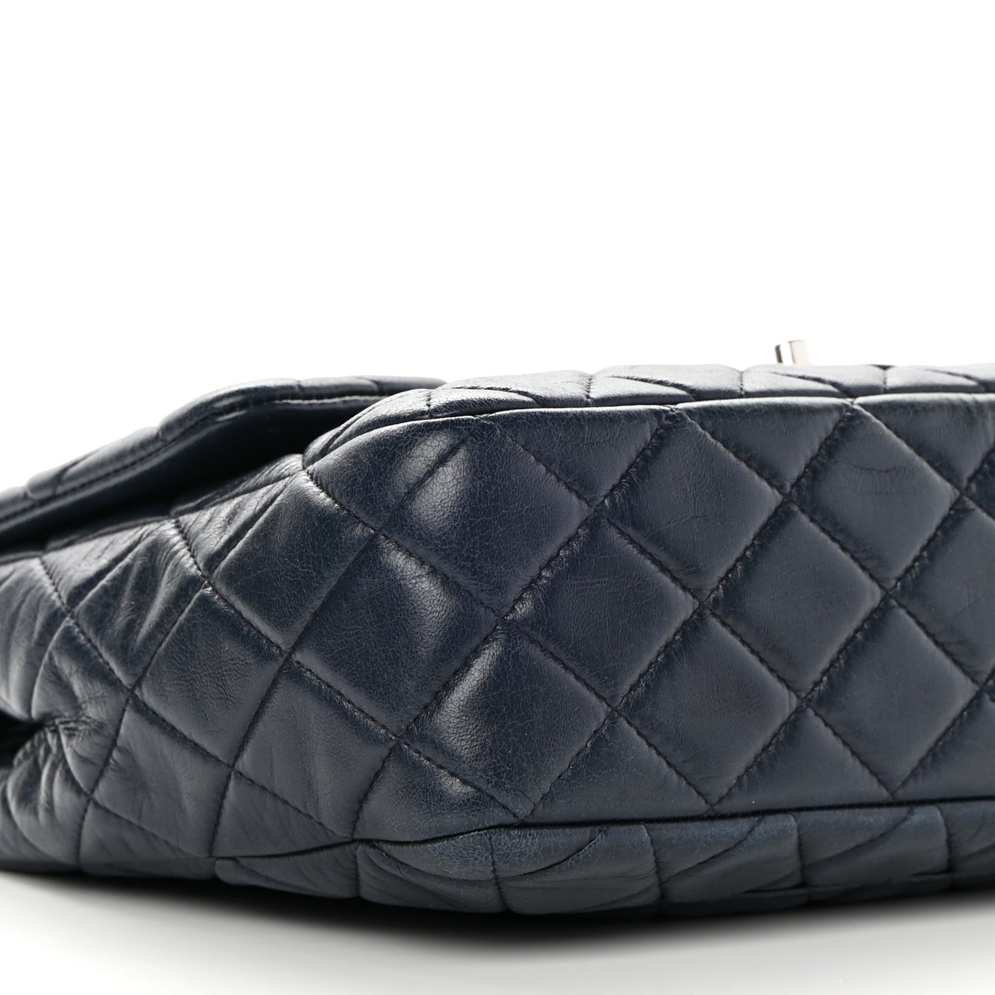Lambskin Quilted Jumbo Single Flap Navy