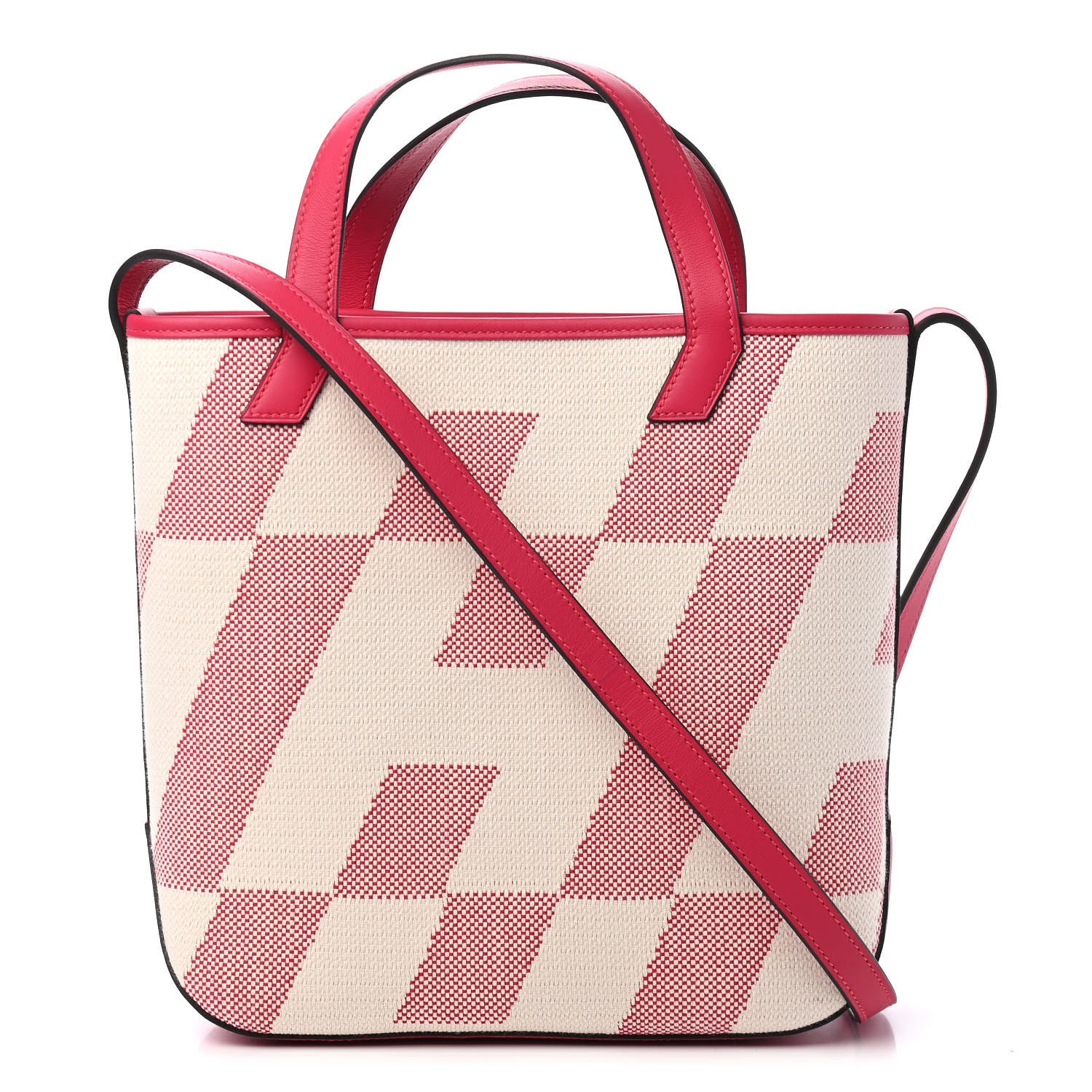 Hermes Swift Toile H Cabas H En Biais 27 Ecru Framboise 1 of 9