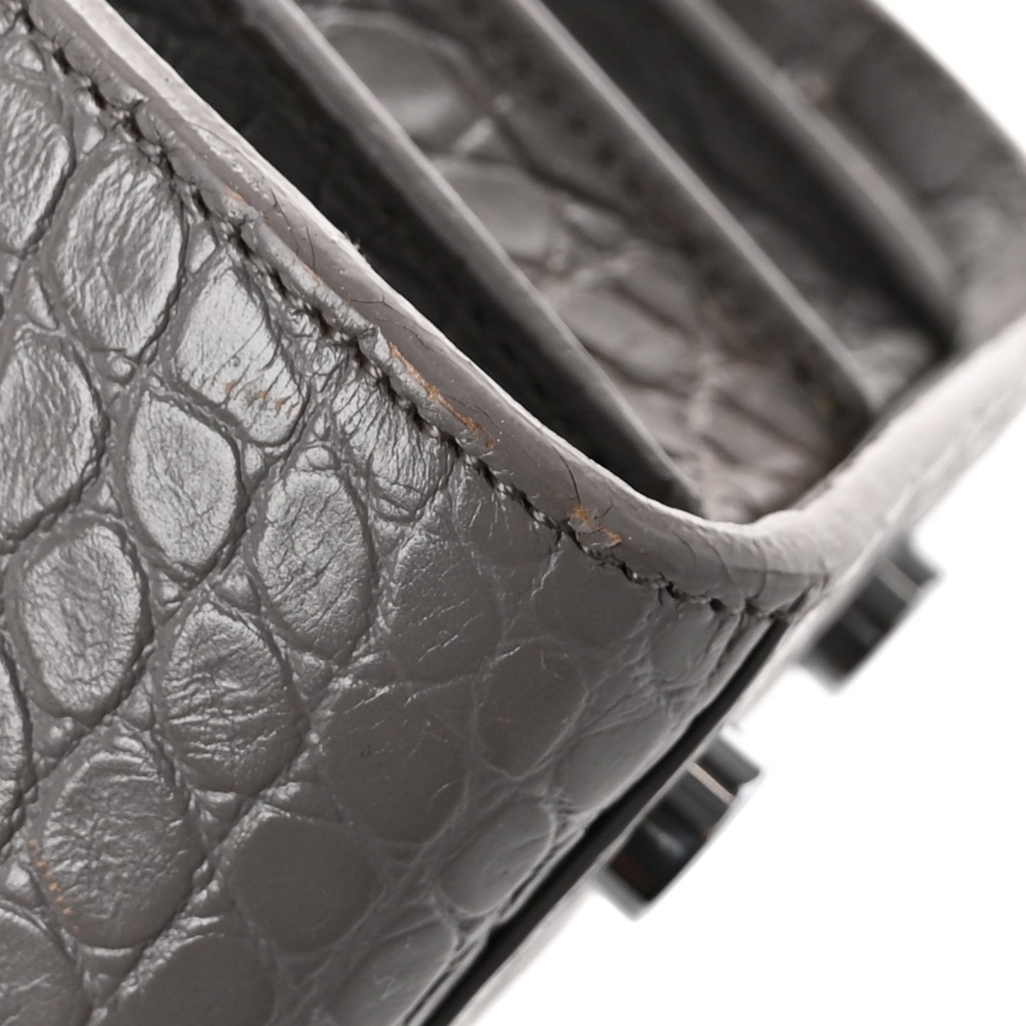 Calfskin Crocodile Embossed Baby Sac De Jour Fog