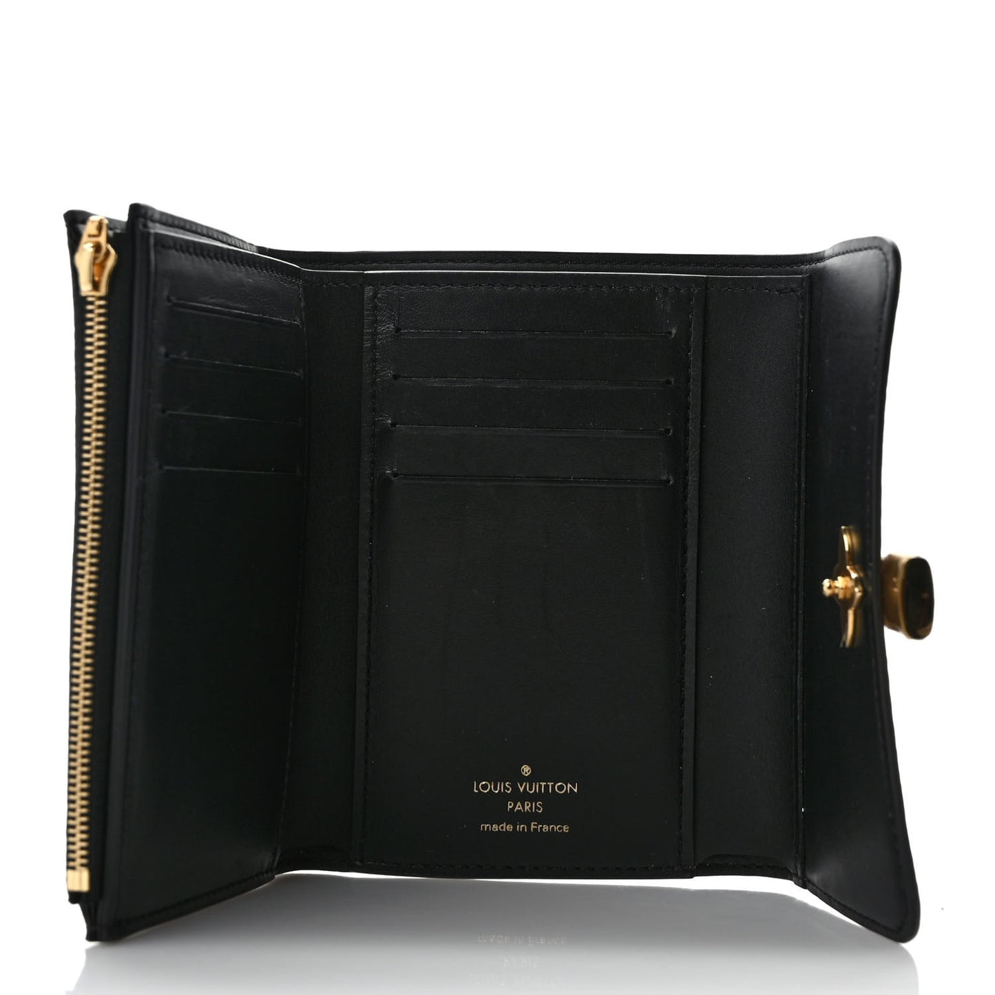 Monogram Flower Lock Compact Wallet Black