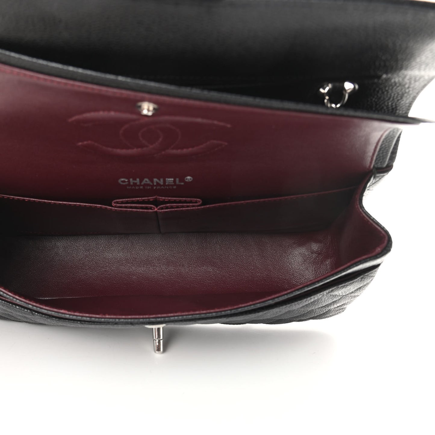 Caviar Quilted Medium Double Flap Black