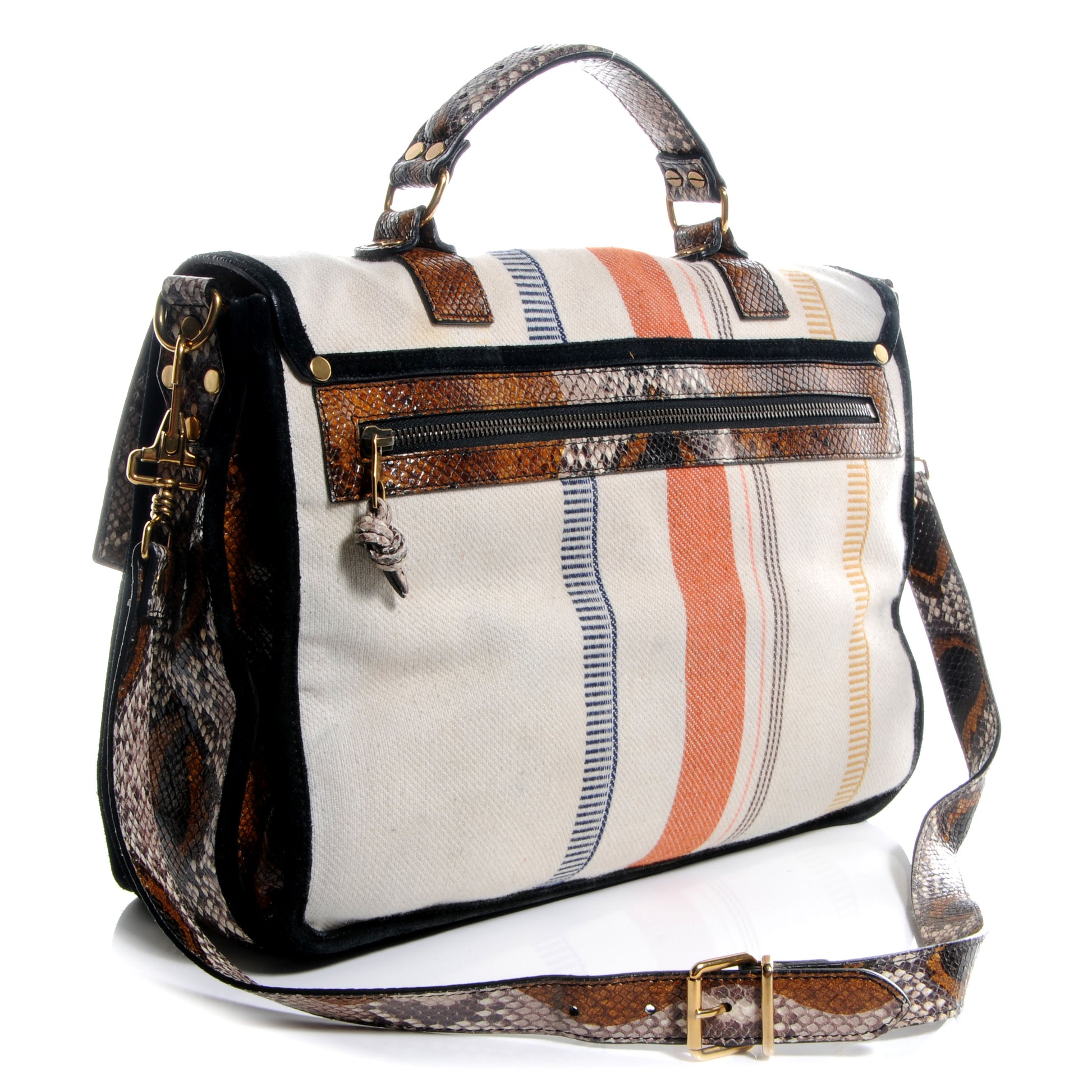 Proenza Schouler Canvas and Printed Python PS1 Large Satchel 3 of 13