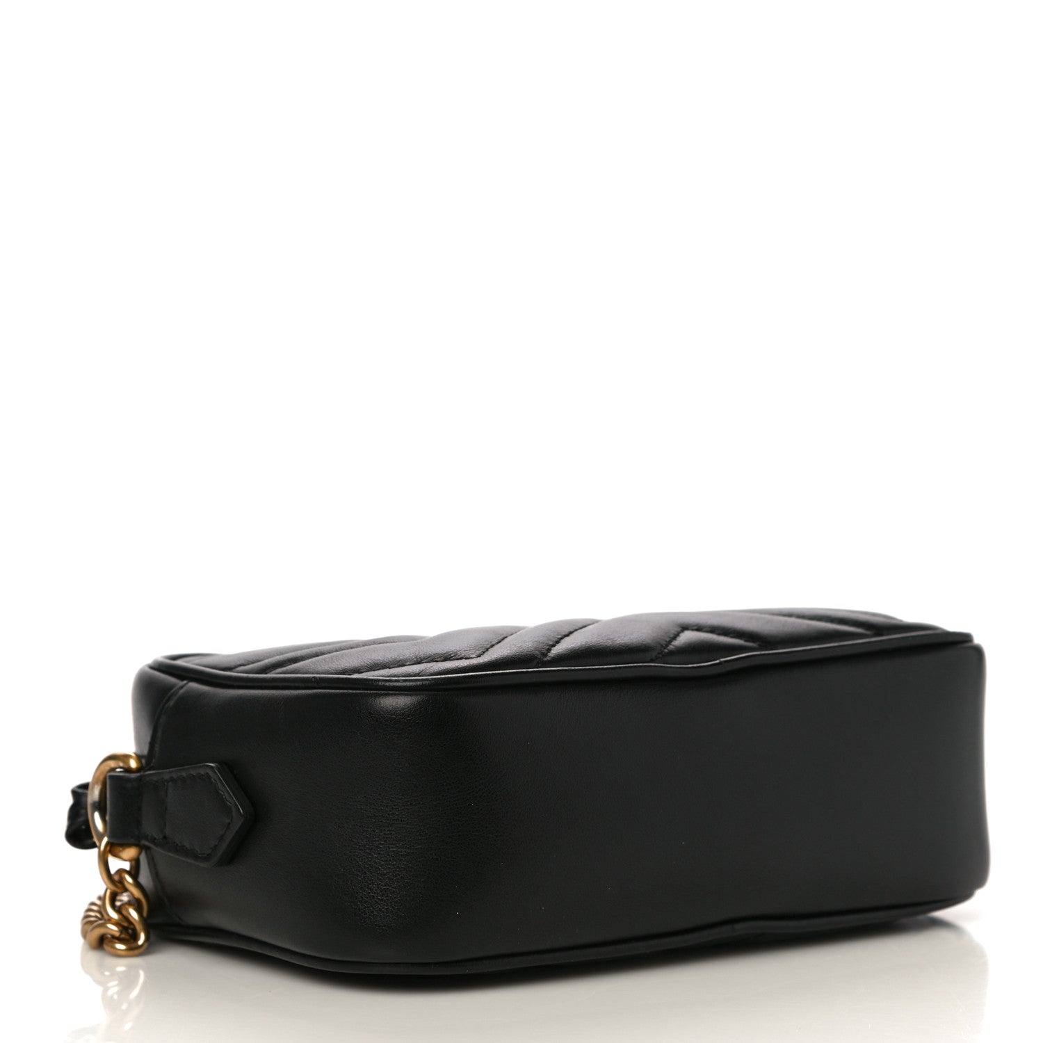 Gucci Calfskin Matelasse Mini GG Marmont Chain Shoulder Bag Black 4 of 13
