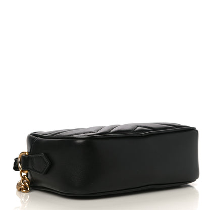 Gucci Calfskin Matelasse Mini GG Marmont Chain Shoulder Bag Black 4 of 13
