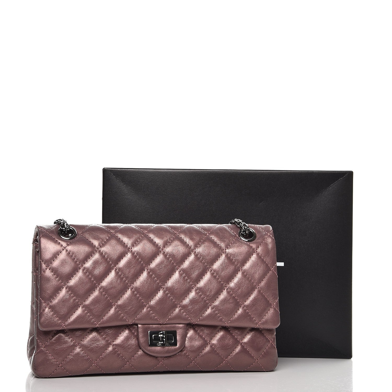 Chanel Metallic Aged Calfskin Quilted 2.55 Reissue 226 Flap Rose Fonce 9 of 9
