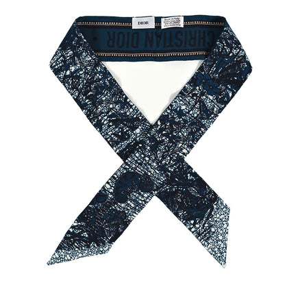Christian Dior Silk Toile De Jouy Mitzah Scarf Dark Blue 1 of 3