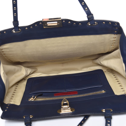 Valentino Garavani Vitello Medium Rockstud All Over Tote Marine 8 of 15