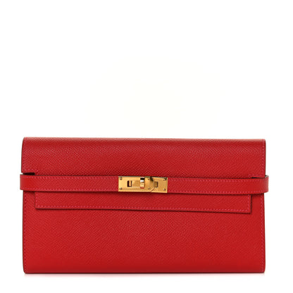 Hermes Epsom Kelly Longue Wallet Rouge Casaque 1 of 8
