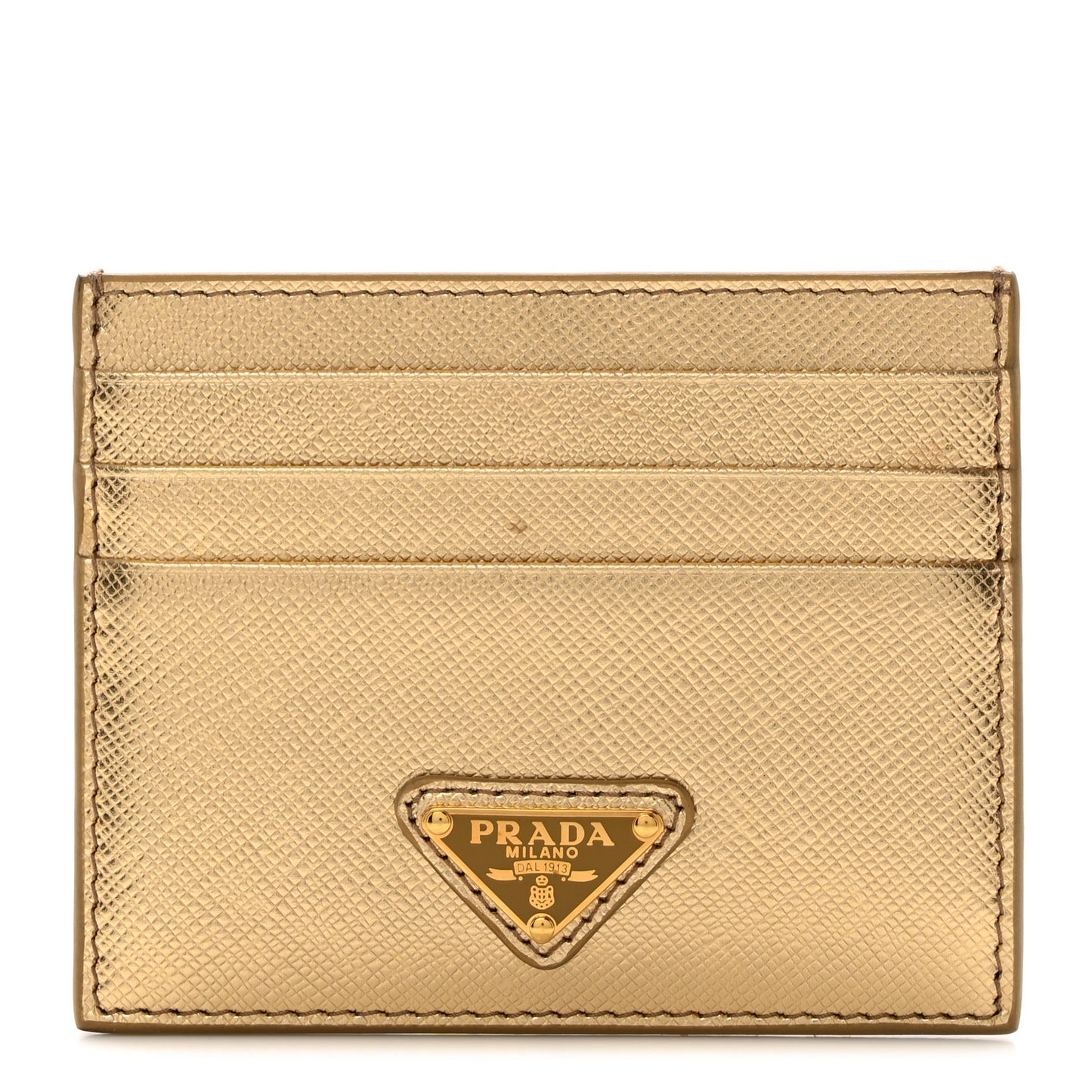 Metallic Saffiano Triangle Card Holder Platino