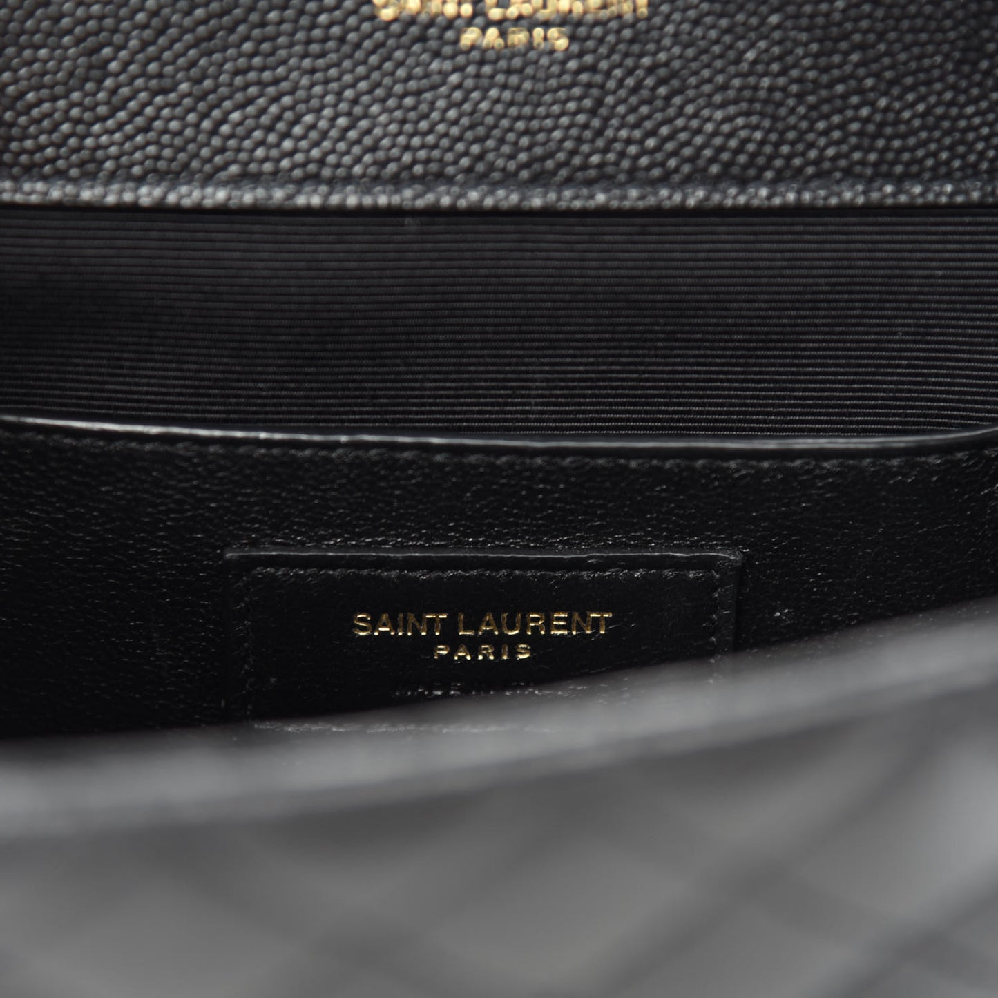 Grain De Poudre Textured Mixed Matelasse Triquilt Small Monogram Satchel Black