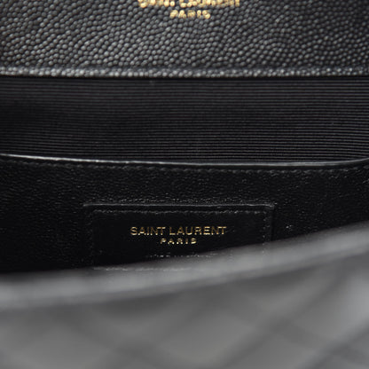Saint Laurent Grain De Poudre Textured Mixed Matelasse Triquilt Small Monogram Satchel Black 8 of 11