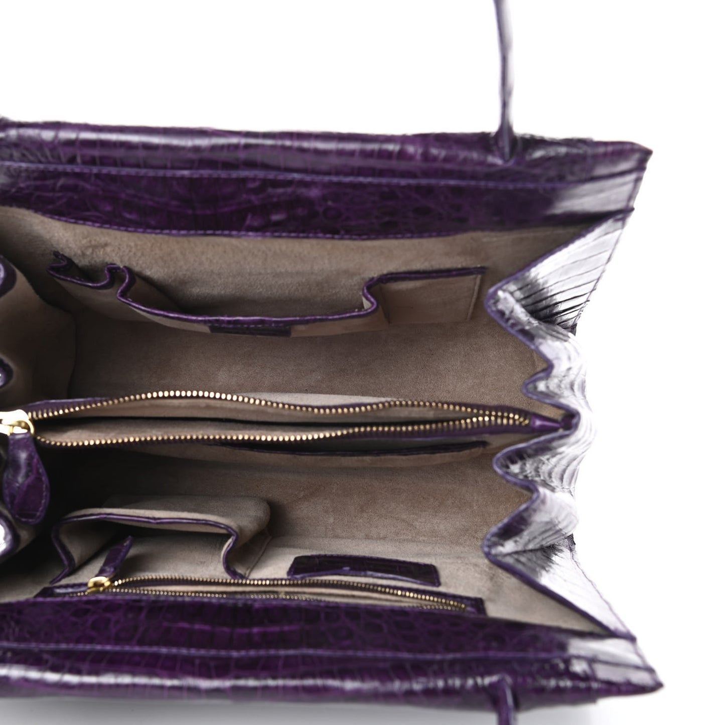 Crocodile Medium Wallis Top Handle Satchel Purple