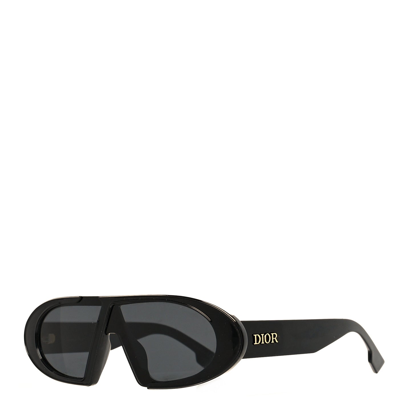 Acetate Oblique Oval Sunglasses Black