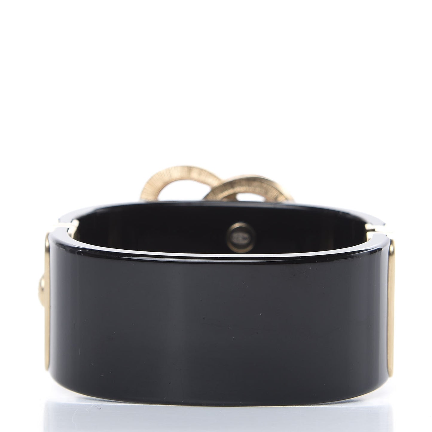 Resin Crystal Pearl Camellia CC Cuff Black
