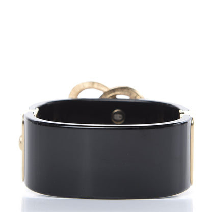 Chanel Resin Crystal Pearl Camellia CC Cuff Black 3 of 5