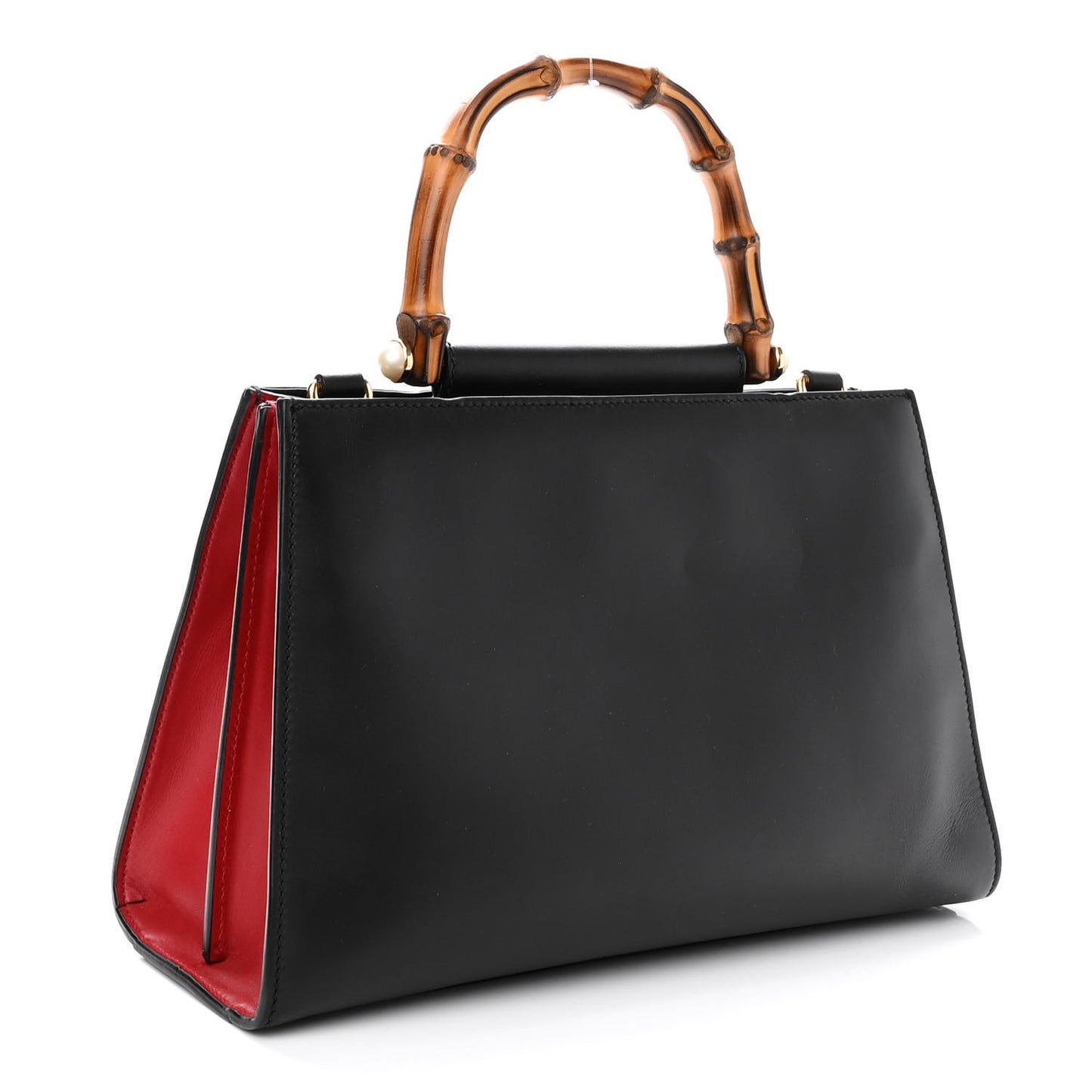 Nappa Bamboo Web Small Nymphaea Top Handle Bag Black
