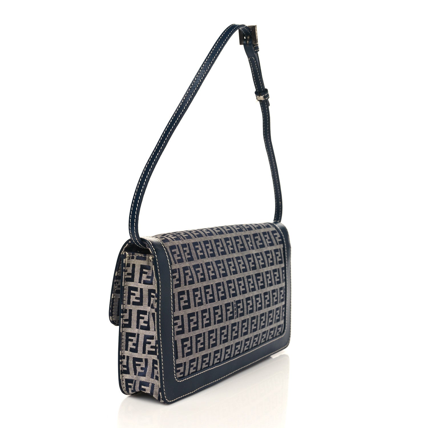 Fendi Zucchino Shoulder Bag Navy 3 of 9