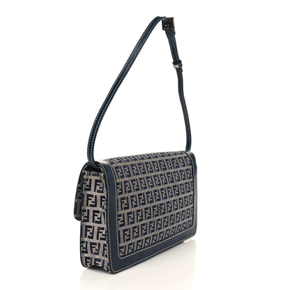 Fendi Zucchino Shoulder Bag Navy 3 of 9