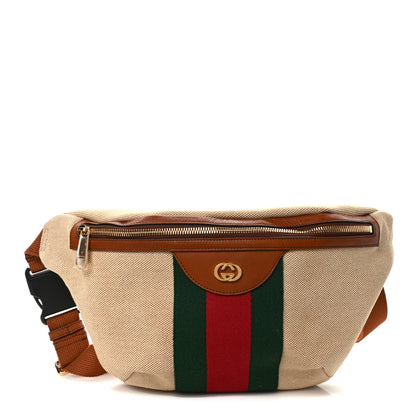 Gucci Vintage Canvas Web Belt Bag Sand Cuir 1 of 10