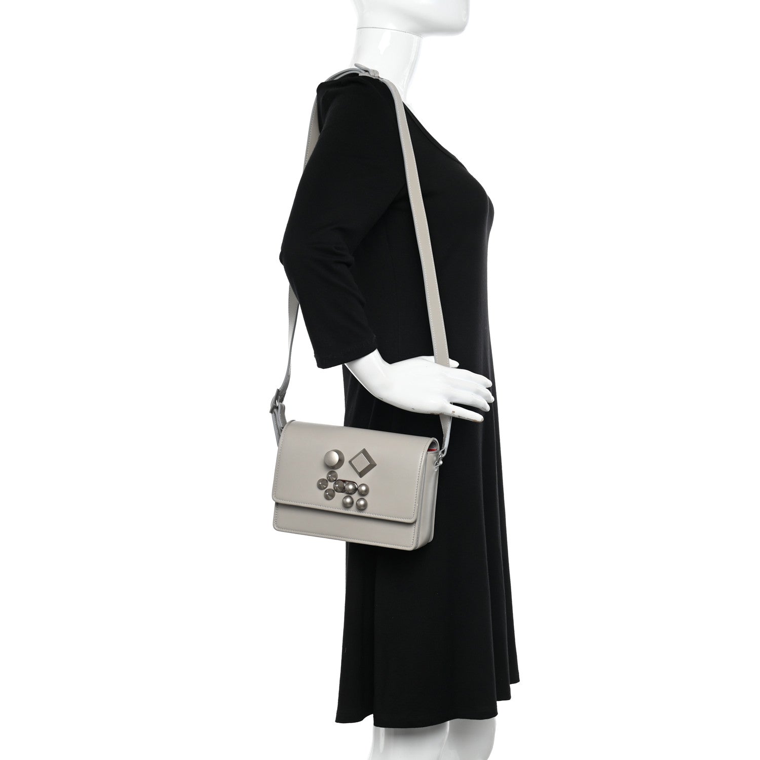 Christian Louboutin Calfskin Studded Carasky Crossbody Bag Powder 2 of 11