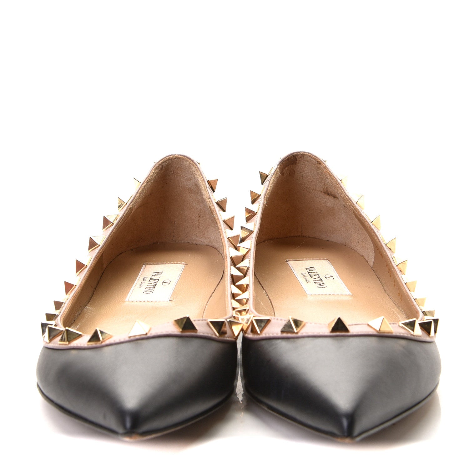 Valentino Garavani Vitello Rockstud Ballerina Flats 36 Black Poudre 5 of 12