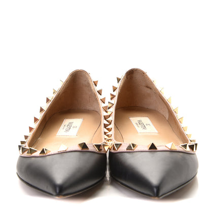 Valentino Garavani Vitello Rockstud Ballerina Flats 36 Black Poudre 5 of 12