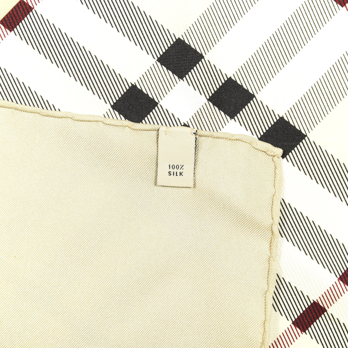 Silk House Check Square Scarf Beige Red Black